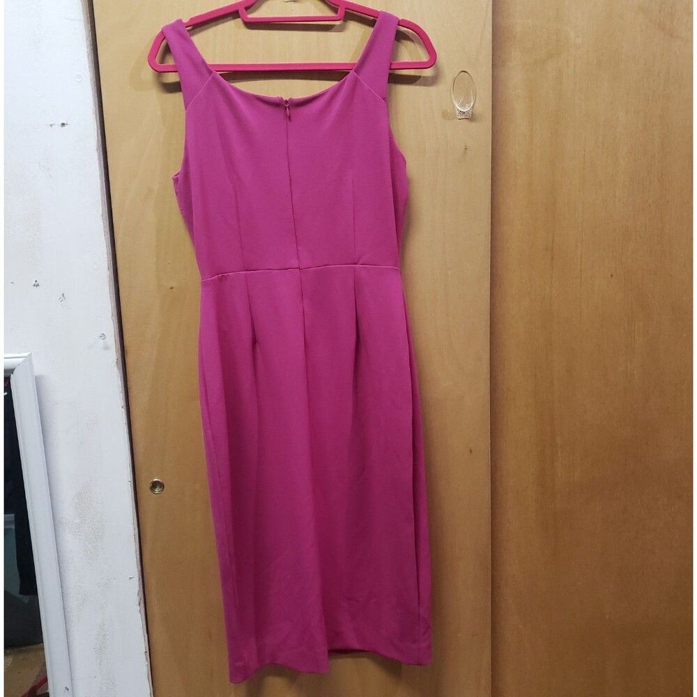 Betsey Johnson sleeveless hot pink scuba crepe midi sheath dress Sz 6 LLL - Picture 5 of 5